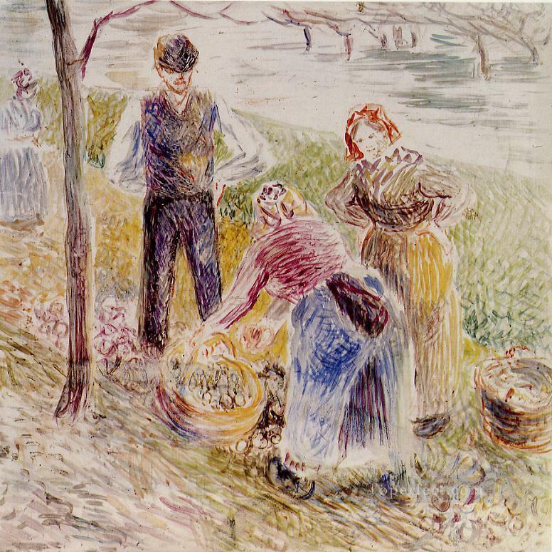 cosechando patatas Camille Pissarro Pintura al óleo